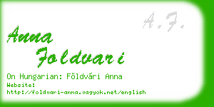 anna foldvari business card